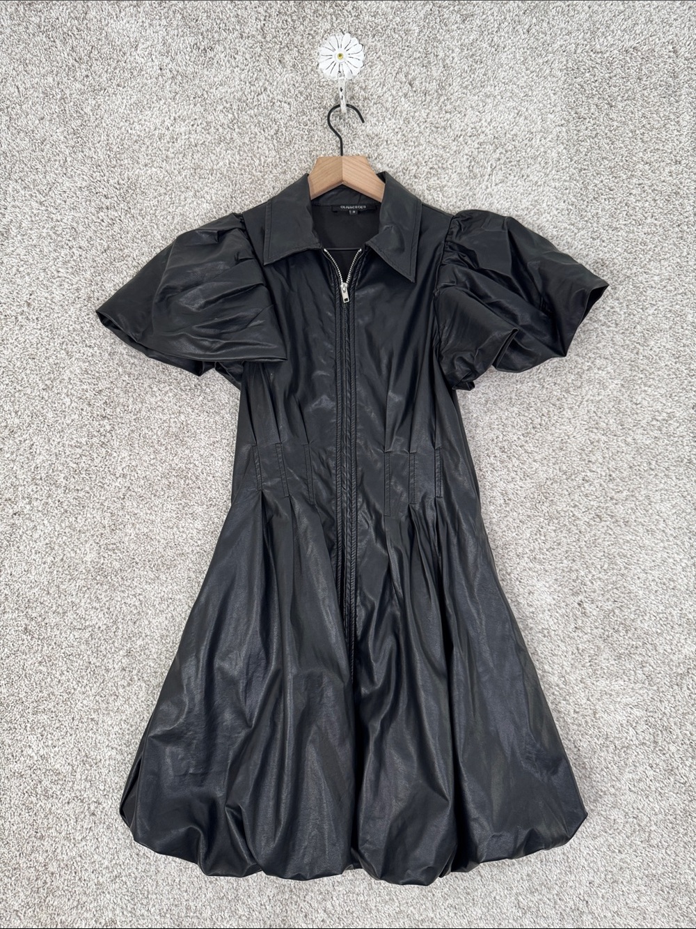 OLIVACEOUS faux leather zipper dress in black - small